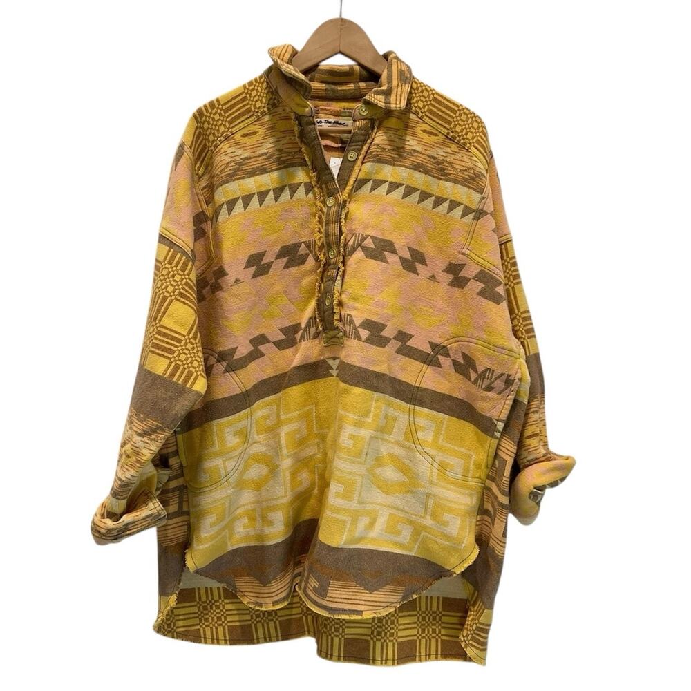 Free People Southwest Aztec Pullover Jacket Western Boho Ranch Shacket L - Picture 7 of 14